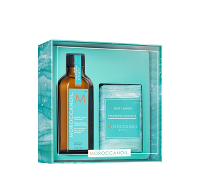 Набор восстановление (масло для всех типов волос + мыло) Moroccanoil Kit Home And Away